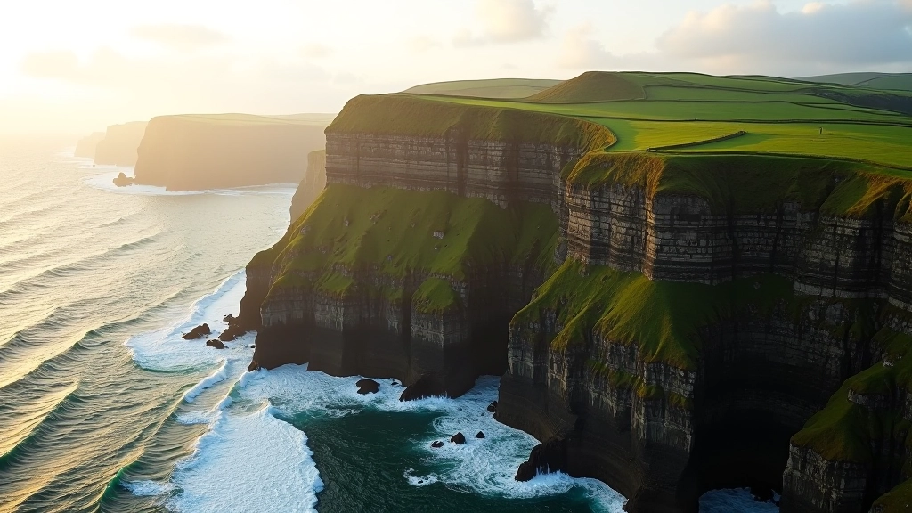 Dramatic coastal cliffs overlooking the Atlantic Ocean in Ireland