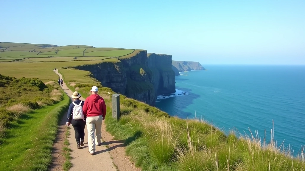 Dramatic Irish coastal cliffs with ocean view